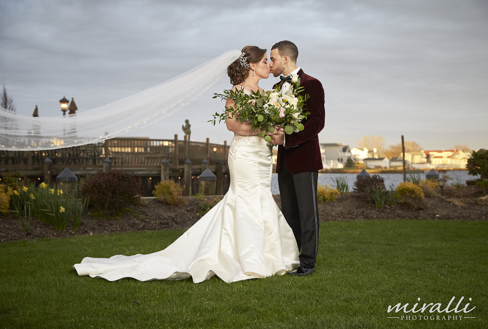 Garden Terrace at Riviera Waterfront Mansion Wedding Photos by Miralli Photography