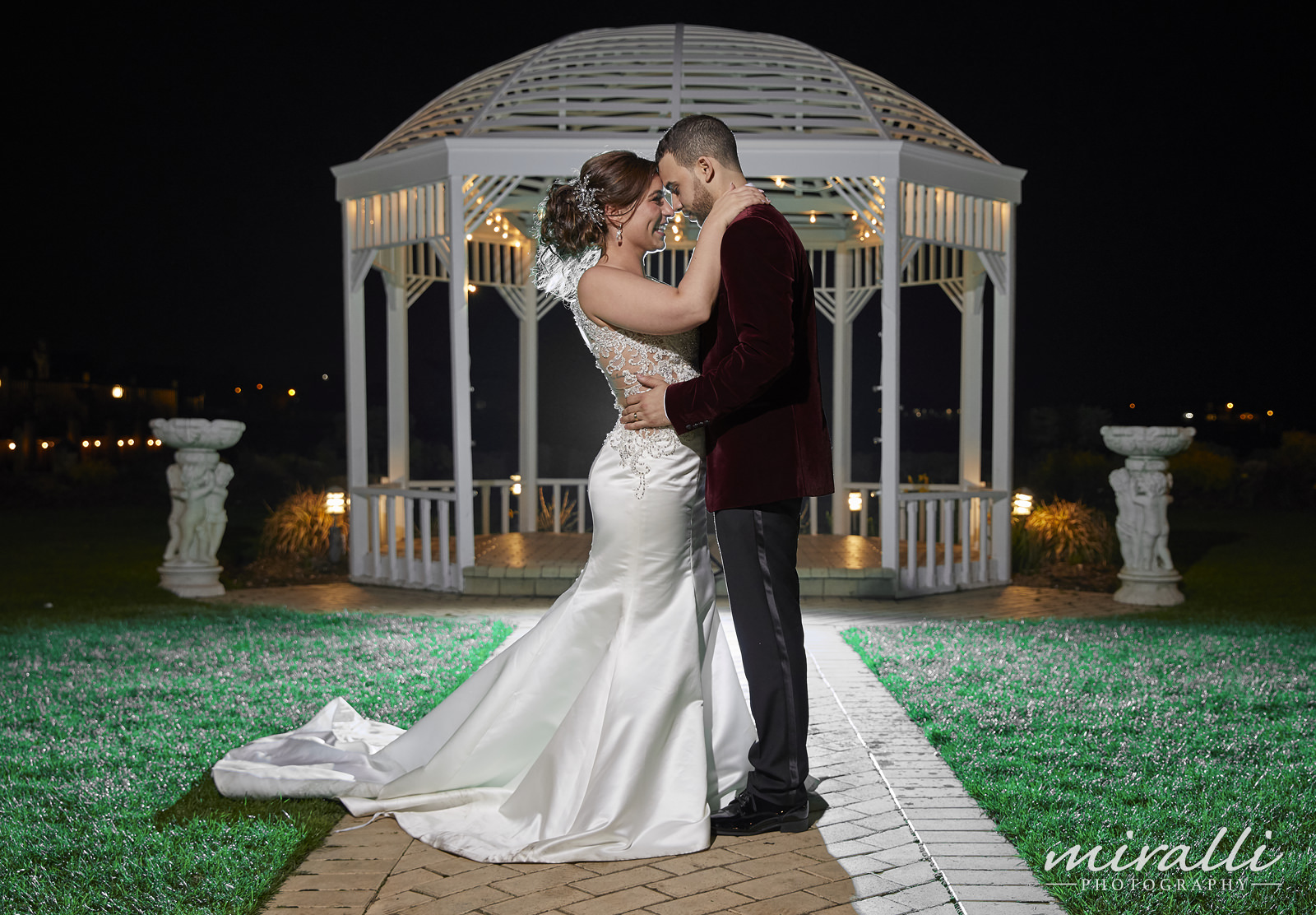 Garden Terrace at Riviera Waterfront Mansion Wedding Photos by Miralli Photography